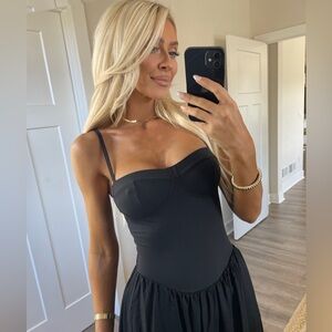 Black Bustier Midi Dress